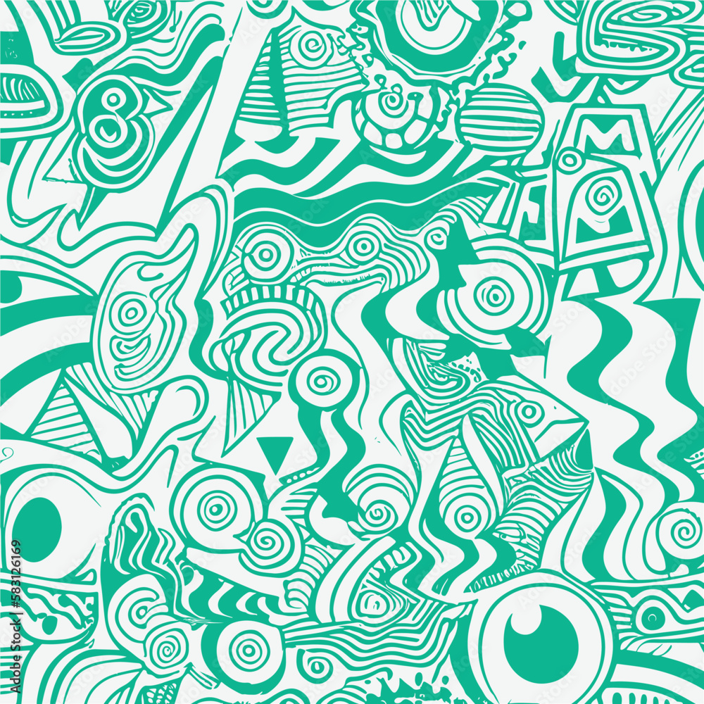 Groovy hippie 70s element in trendy flower and psychedelic style seamless vector pattern Groovy hippie 70s element in trendy flower and psychedelic style seamless vector pattern