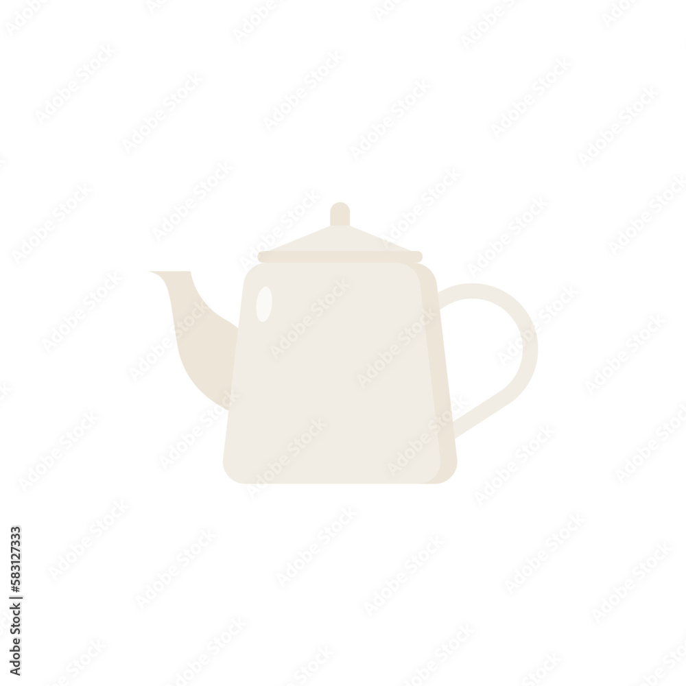 metal tea pot flat design vector illustration isolated on white background. Tea kettle vector. silver tea pot kitchen tableware metal tea pot flat design vector illustration isolated on white background. Tea kettle vector. silver tea pot kitchen tableware