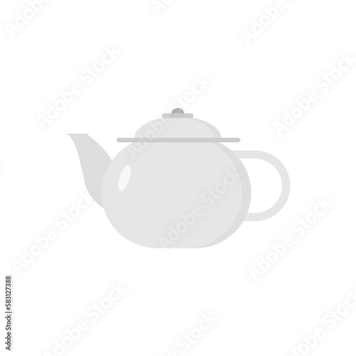 metal tea pot flat design vector illustration isolated on white background. Tea kettle vector. silver tea pot kitchen tableware