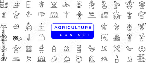 Farm, Farming, Agriculture - thin line web icon set. Contains such Icons as Greenhouse, Haystack, Harvest and more. Outline icons collection