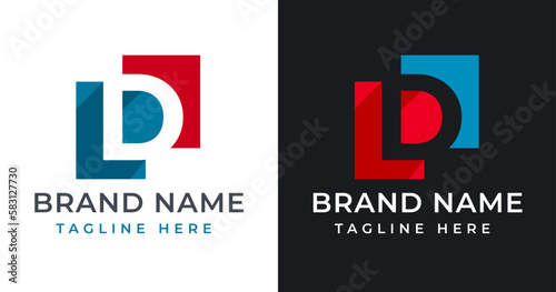 Initial D Letter Logo Design with Abstract Square Shape