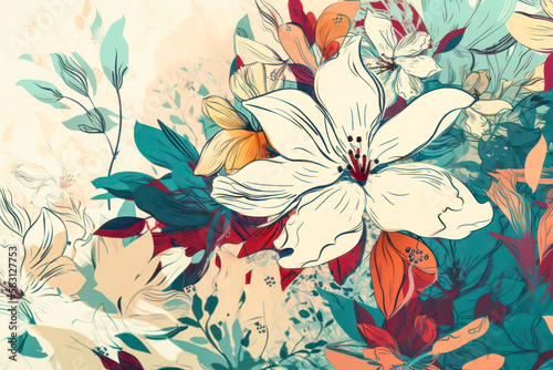 Abstract flower design illustration. Generative AI.