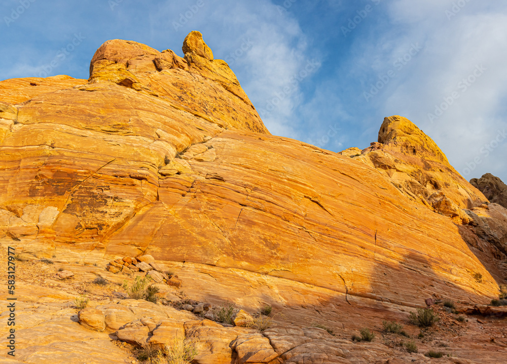Golden Sandstone Wall On The White Domes Trail, Valley of Fire State Park, Nevada, USA