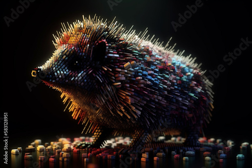 Retro computer graphics and pixel art featuring iconic characters such as hedgehog photo