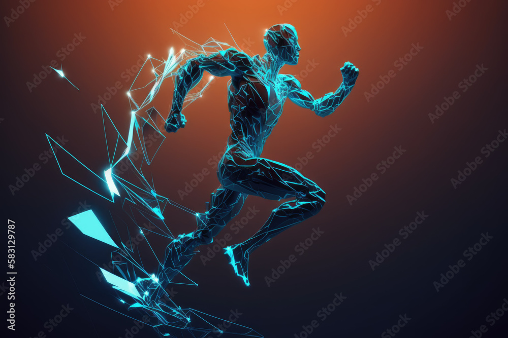 Abstract runner created with generative AI technology