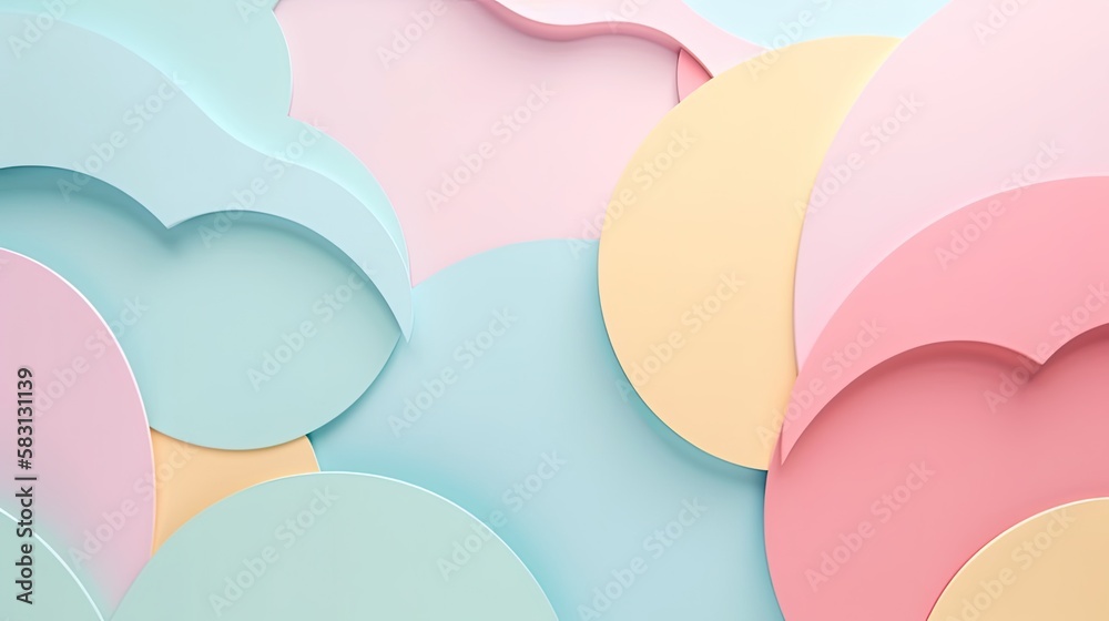 Elegant pastel background with paper cut shapes. soft colors with overlapping elements made with generative AI