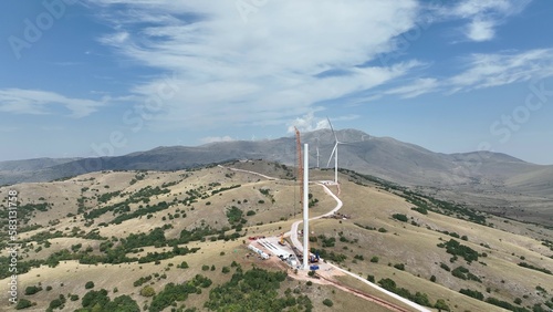 Construction of wind farm, wind turbines, and energy.