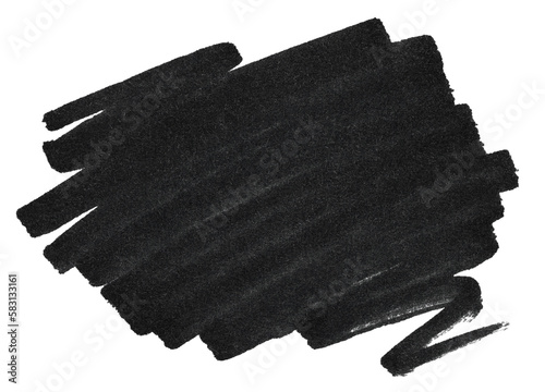 Black marker paint texture. Stroke isolated on transparent background