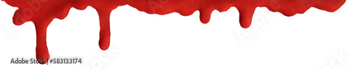 Dripping blood or red paint isolated on transparent background