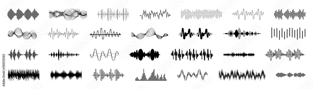 Equalizer music waves collection. Set of black music wave Equalizer music waves collection. Set of black music wave