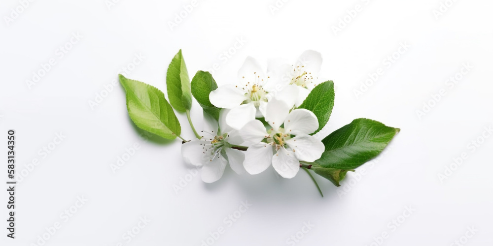 Spring is in the Air: Apple Blossoms Abound. AI Generated Art. Wallpaper, Concept Art, Whitespace.