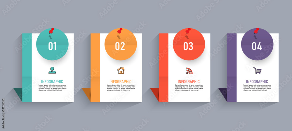 Business Infographic with note paper design vector.
Business Infographic with note paper design vector.