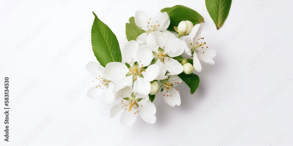 The Perfect Blend of Beauty and Delicacy: Apple Blossoms. AI Generated Art. Whitespace, Wallpaper, Background and Whitespace for Spring and Summer Art.
