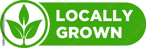 Locally grown flat stamp or slogan, locally grown label,  eco-friendly emblem for packaging of regional farming fruits or vegetables