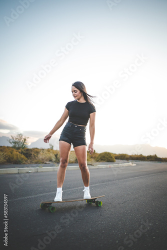 Young Woman Skateboarding in an Urban Environment