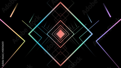 Color Geometric Illustration. Geometric shapes with light beam, squares and lines, diverse colors.