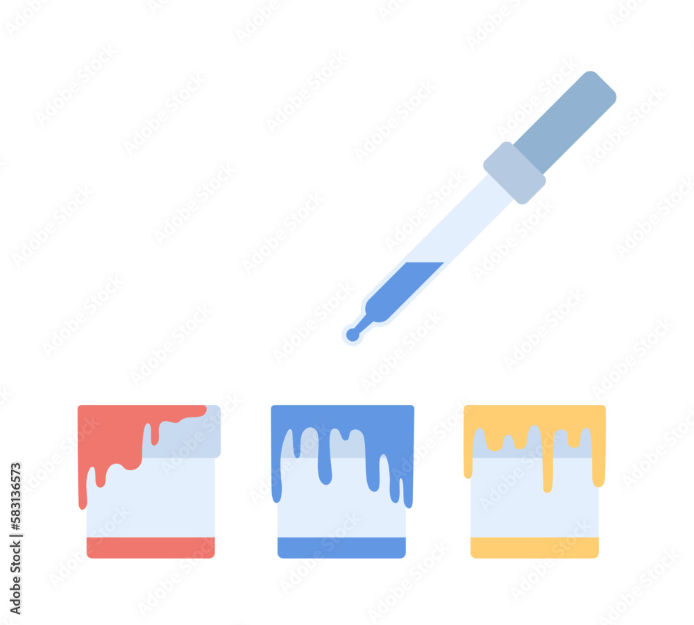 Choosing paint bucket with pipette semi flat color vector objects. Picker tool. Editable icon. Full sized elements on white. Simple cartoon style spot illustration for web graphic design and animation