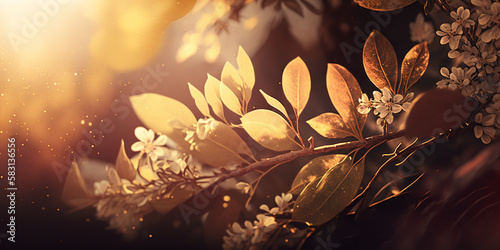 Warmth of Spring: Spring Background Aesthetic with Golden Light and Rustic Tones