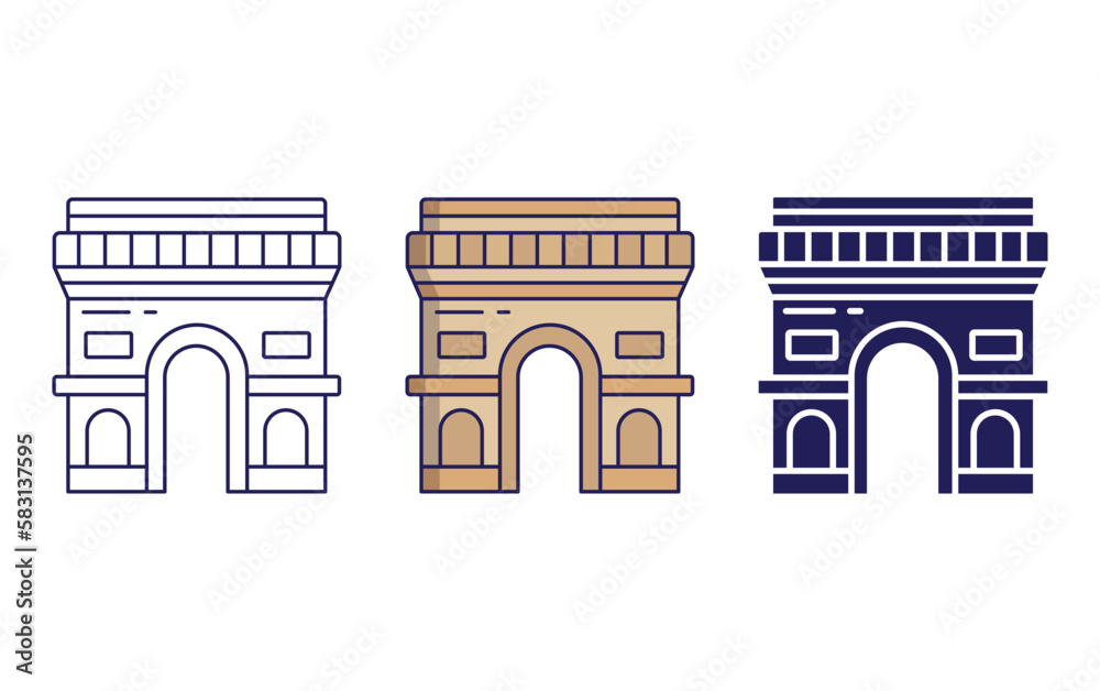 Obraz premium Arc De Triomphe. vector icon