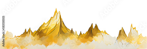Mountain panoramic background. Minimal vector watercolor landscape.