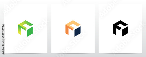 Alphabet On Block Cube Letter Logo Design F