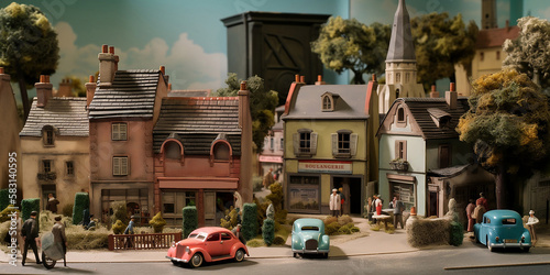 diorama d'un village Français typique, maquette - generative ai photo
