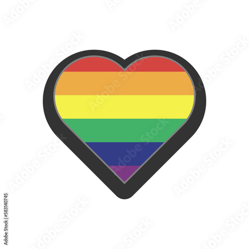 Rainbow flag in heart shape. Pride LGBTQ love. Lesbian, gay, bisexual, transgender, queer symbol. Flat icon isolated on white background