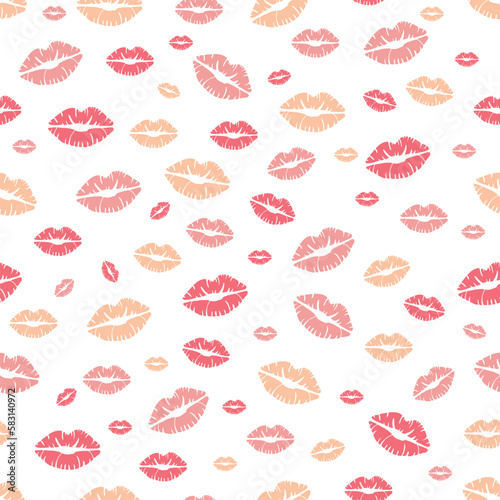 Seamless decorative elegant pattern with lip impression. Print for textile, wallpaper, covers, surface. For fashion fabric. Retro stylization.