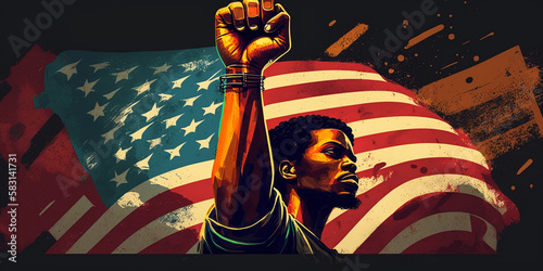 Black History Month, Juneteenth. Background, poster, greeting card, banner design. Generative AI