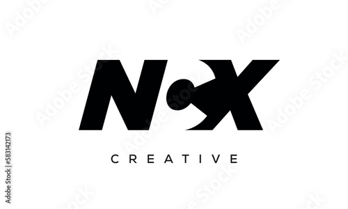 NCX letters negative space logo design. creative typography monogram vector	 photo