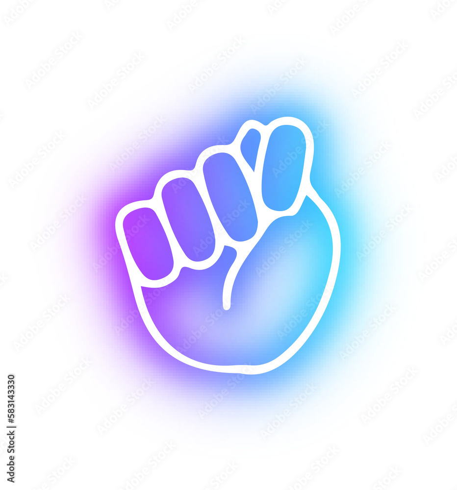 Fototapeta premium Set of Hands poses neon