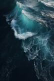 Waves in the ocean, vertical background. AI generative.