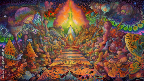 Exploring the Surreal Trippy Landscapes and Hallucinations in DMT LSD and Psilocybin Experiences made with Generative AI