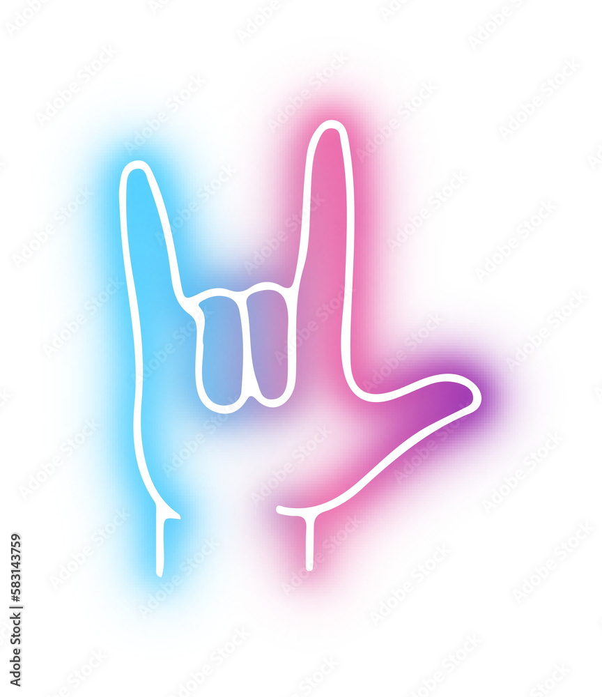 Set of Hands poses neon Set of Hands poses neon