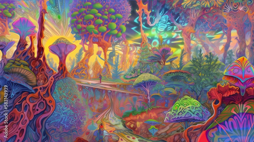 Experiences Surreal Psychedelic Landscapes Trippy DMT LSD Psilocybin and Cannabis Hallucinations made with Generative AI