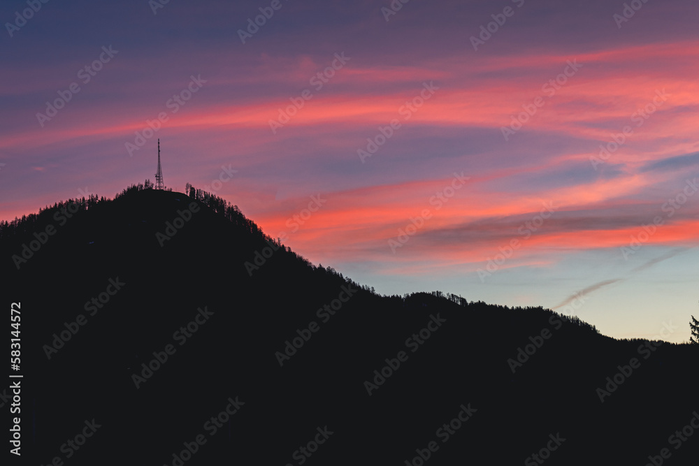 Sunset landscape in Windischgarsten, Upperaustria