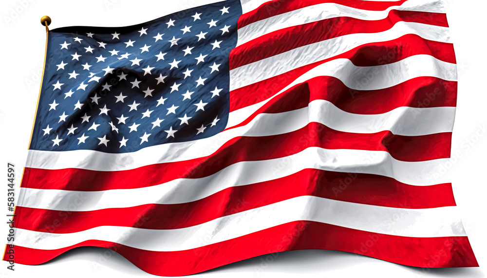 Obraz premium American flag in the wind close up, generative AI.