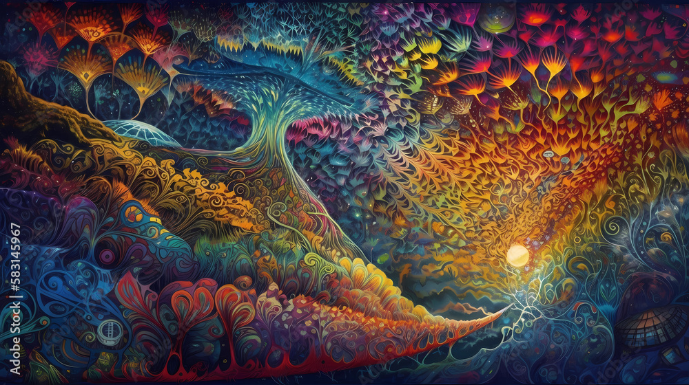 Experiences Surreal Landscapes A Trippy DMT and LSD Experience with Ayahuasca Hallucinations made with Generative AI