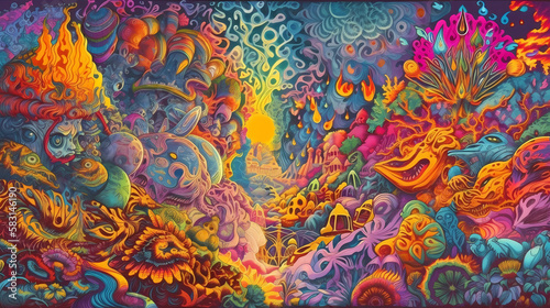 Exploring Surreal Psychedelic Landscapes A Trippy DMT LSD and Psilocybin Experience of Hallucinations made with Generative AI