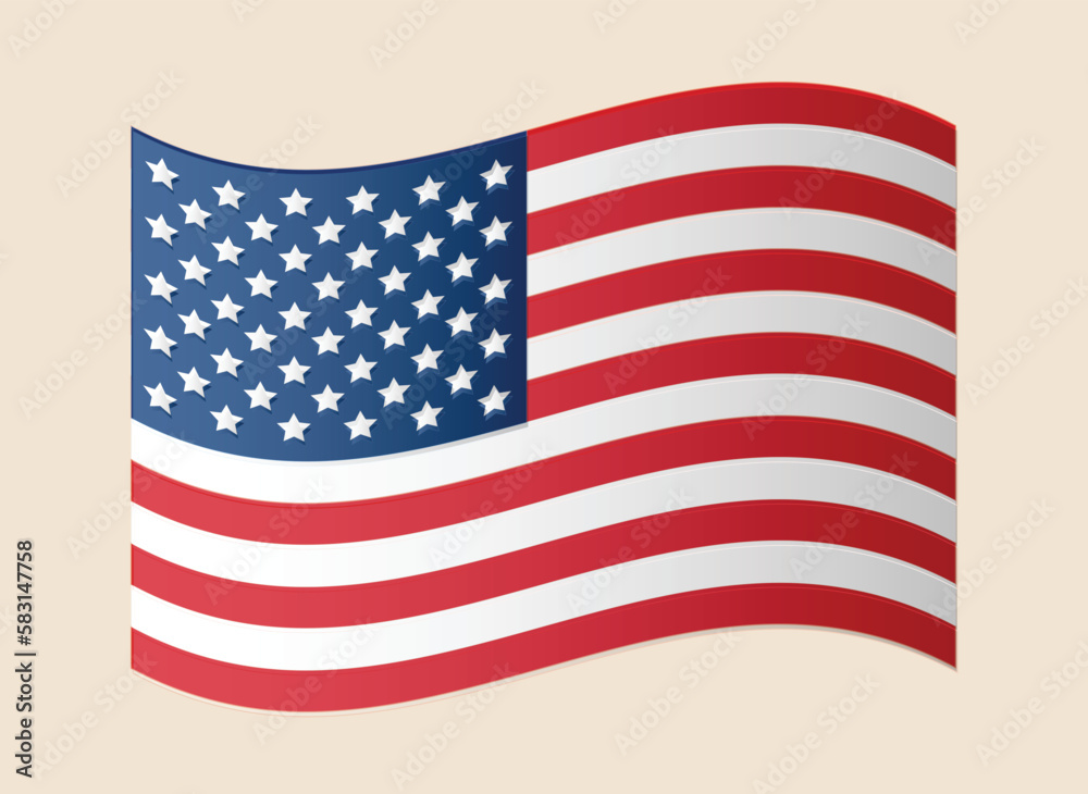Fototapeta premium Wavy flag of United States of America. 