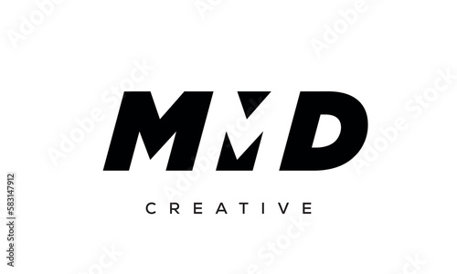 MMD letters negative space logo design. creative typography monogram vector	