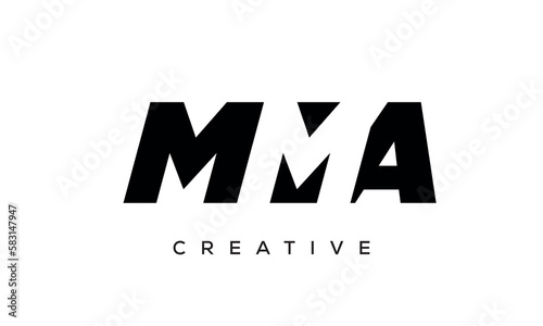 MMA letters negative space logo design. creative typography monogram vector	