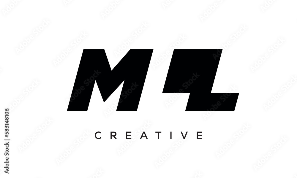MLL letters negative space logo design. creative typography monogram vector	