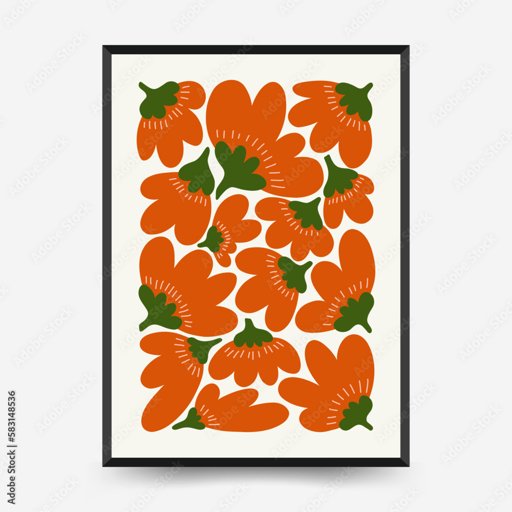 Abstract floral posters template. Modern trendy Matisse minimal style
