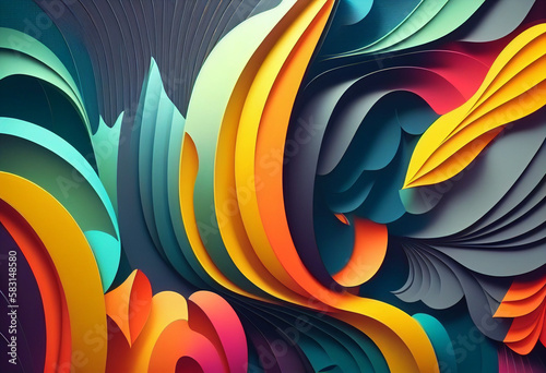 abstract colorful background with waves © PeterJohn