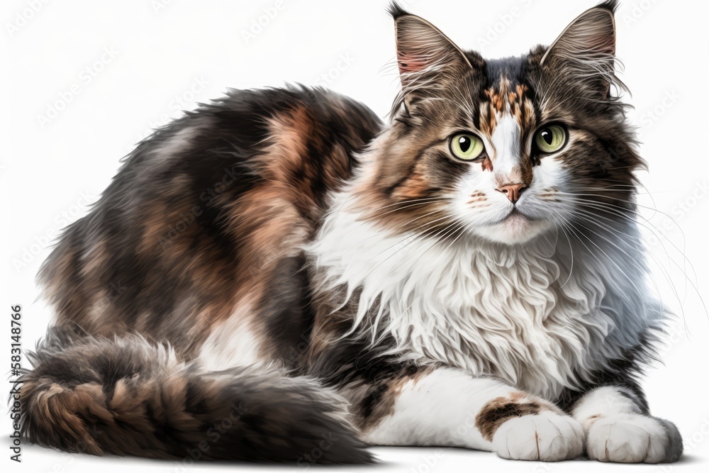 Fototapeta premium Portrait of a British cat on a white isolated background for advertising. Pet concept. Generative Ai