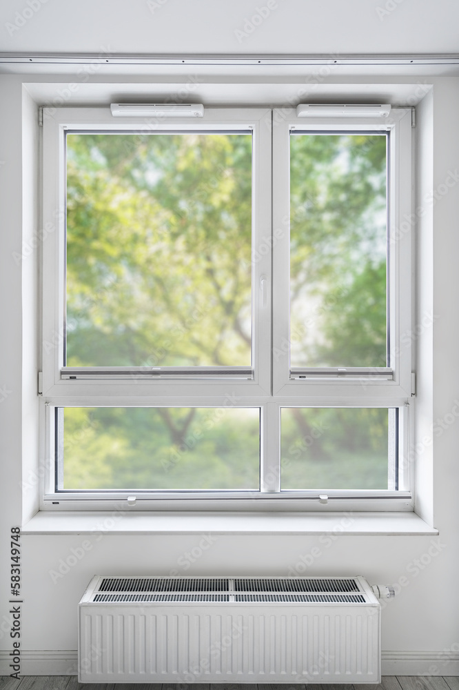 plastic window with closed cordless shades shutter in apartment plastic window with closed cordless shades shutter in apartment