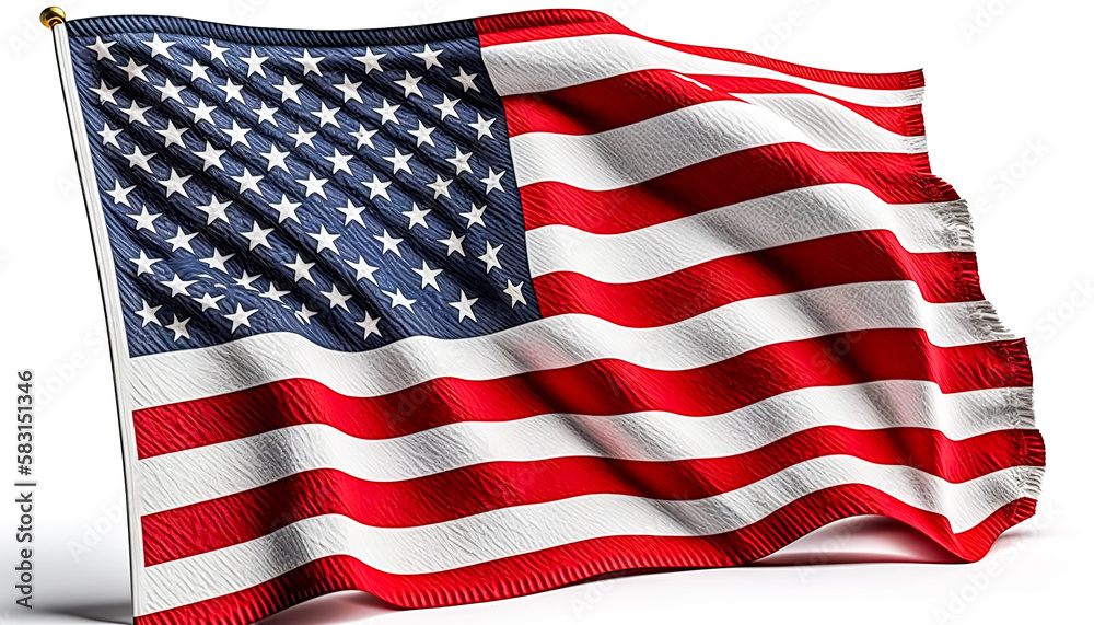 Obraz premium American flag in the wind close up, generative AI.