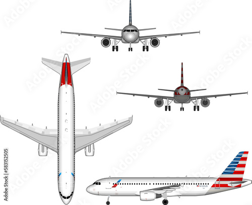 Commercial jetbus airplane illustration vector sketch