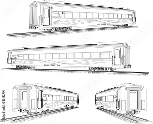 Executive train carriage illustration vector sketch